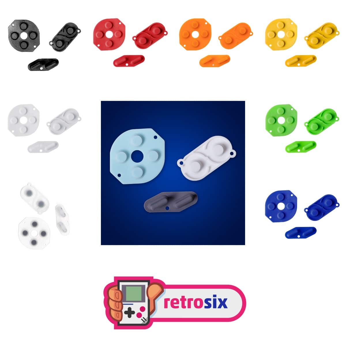 gameboy-classic-retrosix-silikon-pads-uebersicht3.jpg RetroSix Gummi Pads für GameBoy Classic – Bild 1
